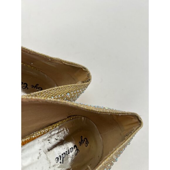 Eye Candie Women's Size 8 Gold Rhinestone Platform Stiletto ‎ Glam Party Pumps - Picture 16 of 16